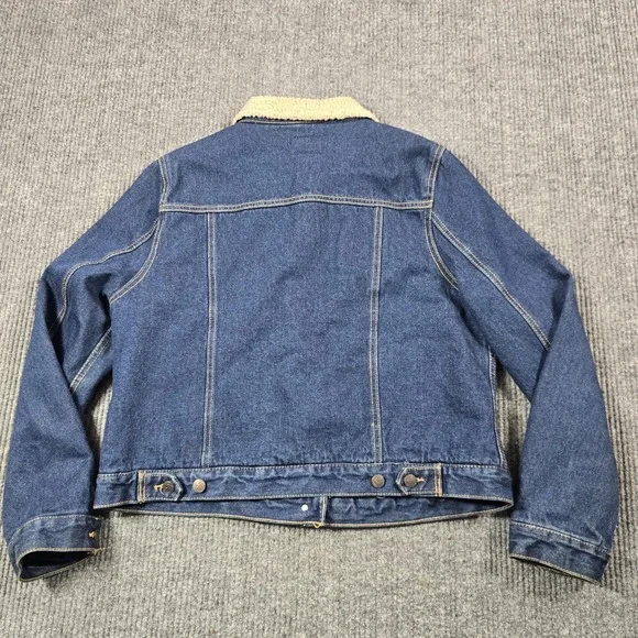 C.E. Schmidt Workwear Jacket Womens XL Blue Denim Lined Sherpa Collar Pockets - Picture 3 of 12